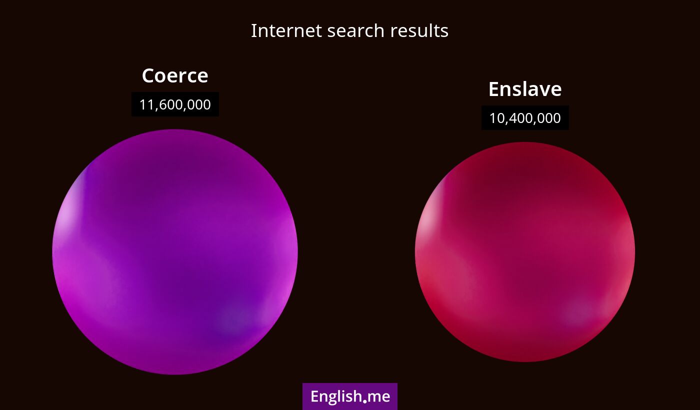 Internet search results for coerce) and enslave