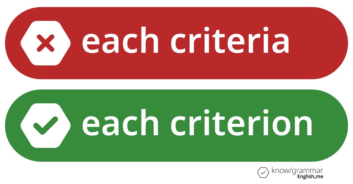 Each criteria or each criterion. What's correct?